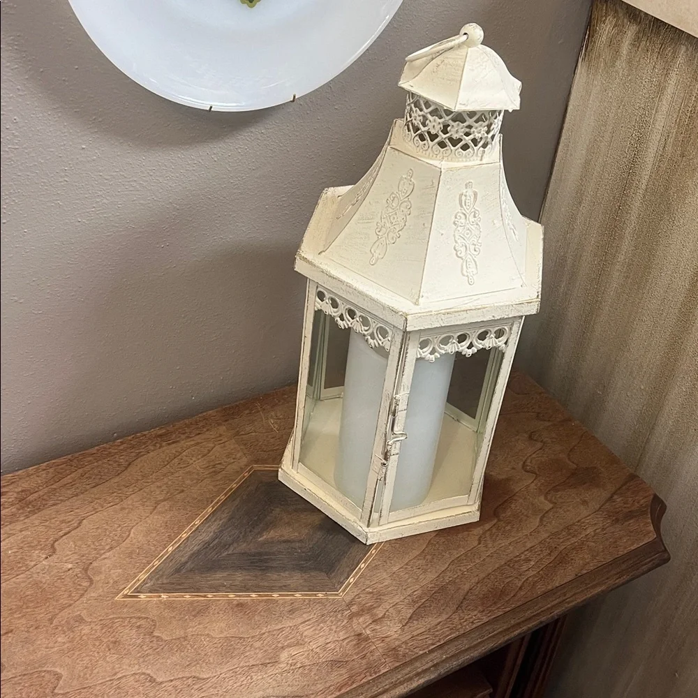 Cottage core glass cream lantern